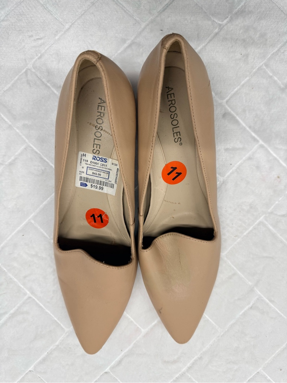 AEROSOLES Beige Pointed Toe Slip-On Flats